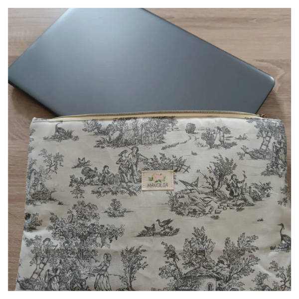 Housse toile de jouy grise 1 Housse toile de jouy grise