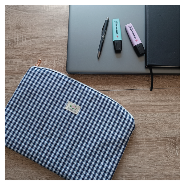 Housse vichy bleu Housse d'ordinateur
