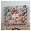 Pochette gaze de coton fleurs2 Trousse plate gaze de coton fleurs