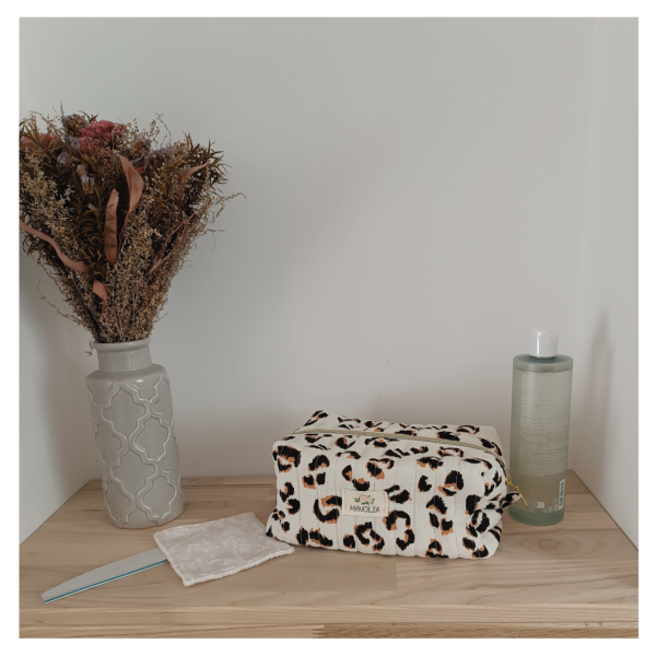 Trousse gaze de coton léopard 1 Trousse de toilette gaze de coton léopard
