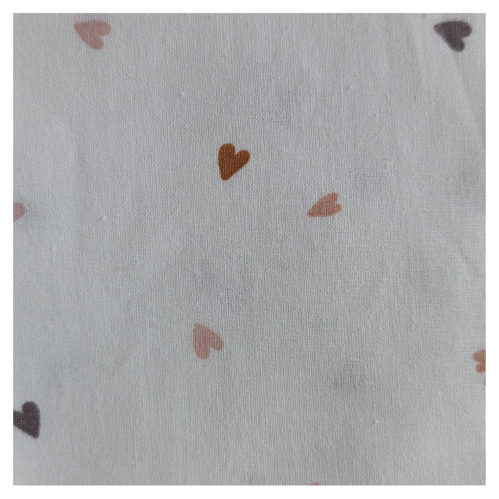 Coton petits coeurs beiges