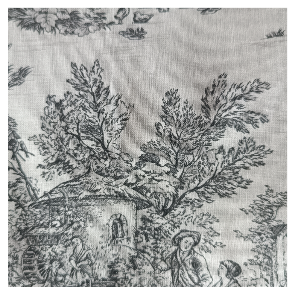 Coton toile de jouy grise