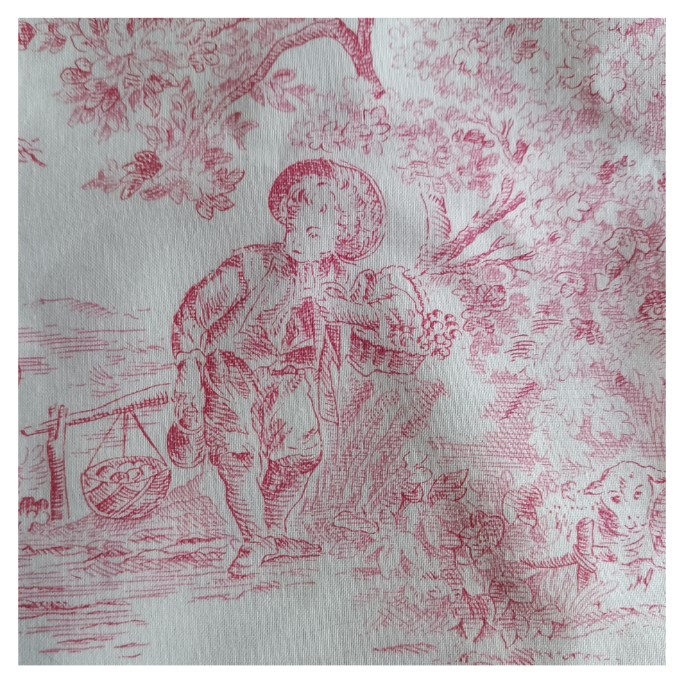 Coton toile de jouy rouge