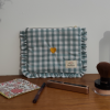 carreaux vichy vert menthe brodéé coeur Pochette plate carreaux vichy vert menthe brodée coeur