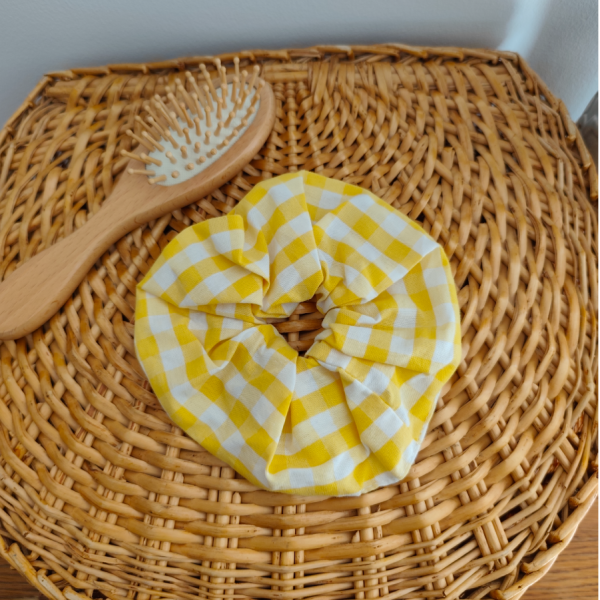 Chouchou vichy jaune citron